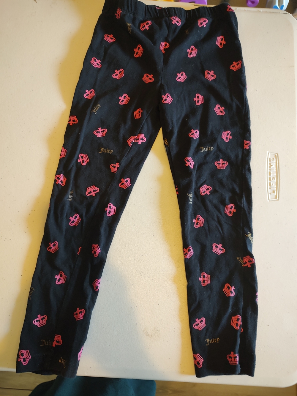 Juicy Couture Kids Black Crown Print Girls Leggings Size Youth Small (6-8)